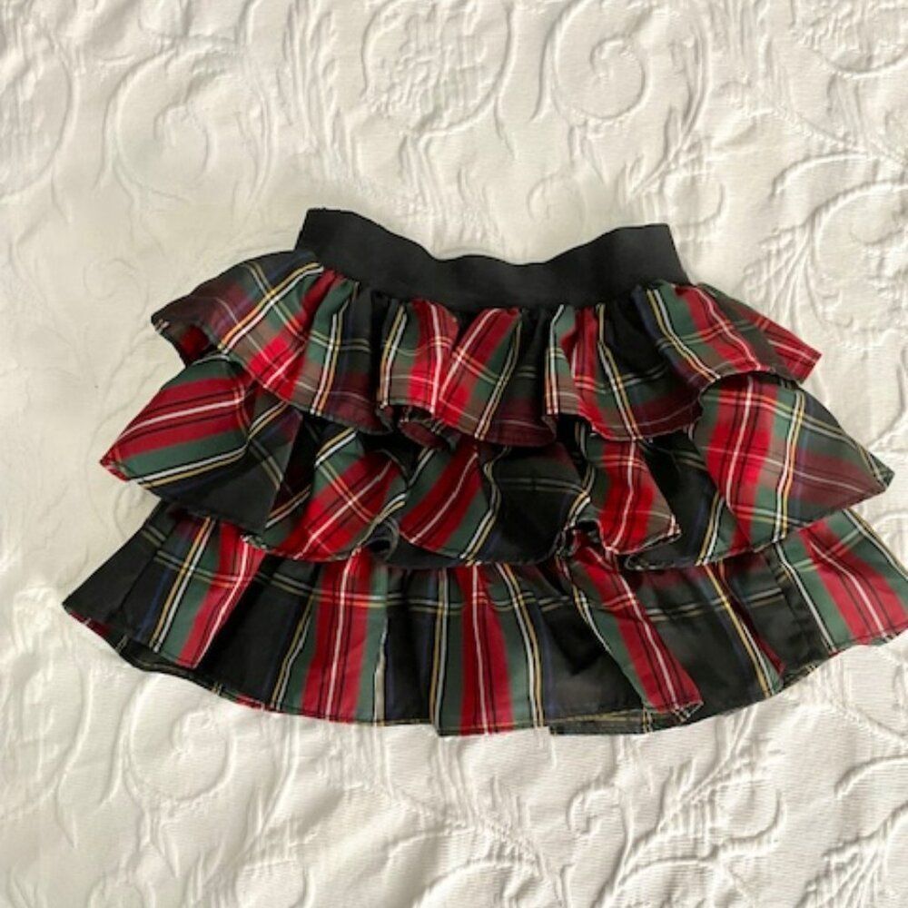 Ralph Lauren Red Black Plaid Ruffle Skirt 2T